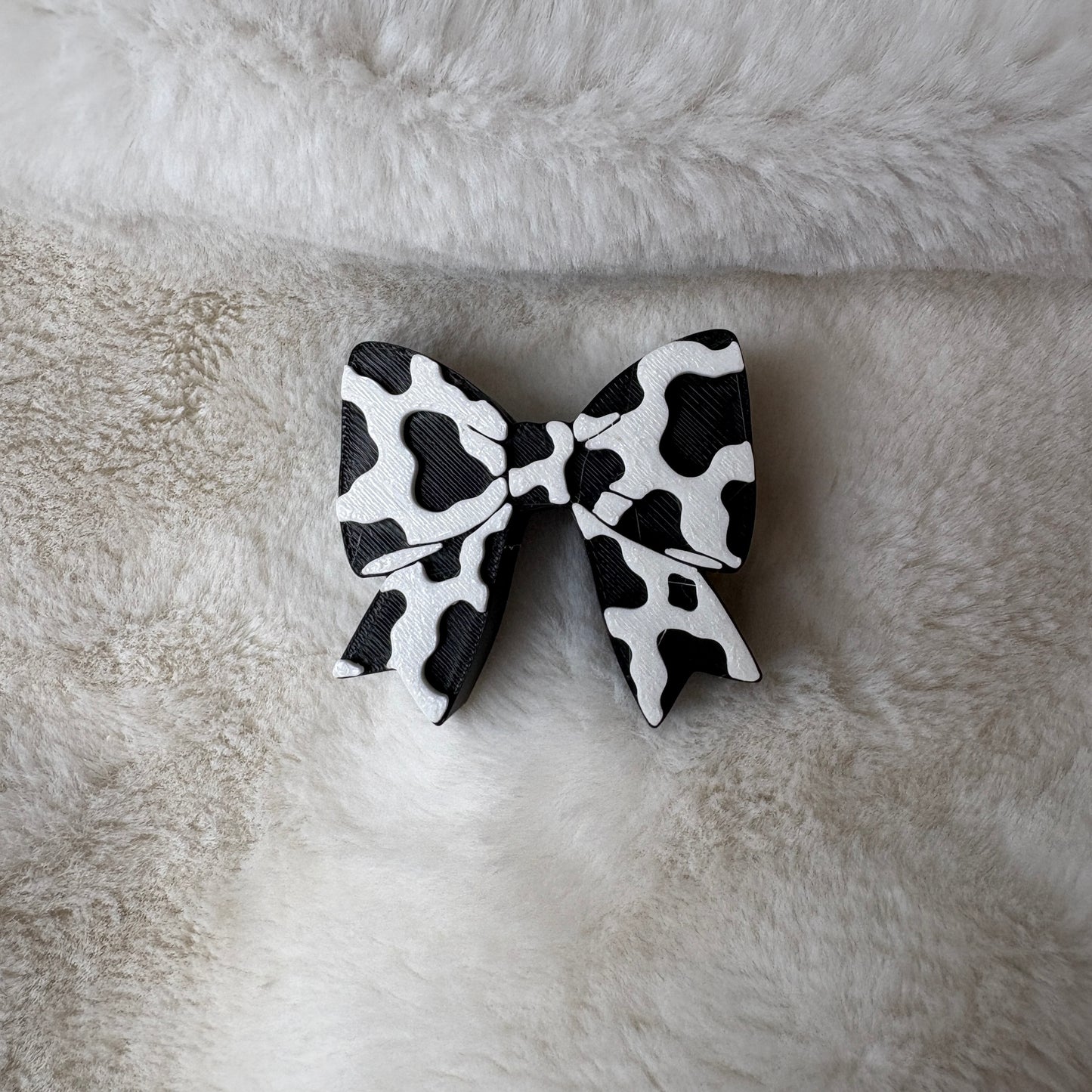 Straw Topper | Cow Print Coquette Bow