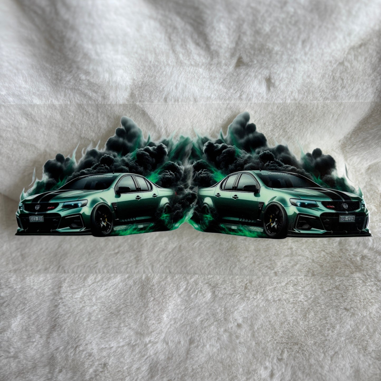 "Green Car Smoke" UV DTF Wrap (C52A)