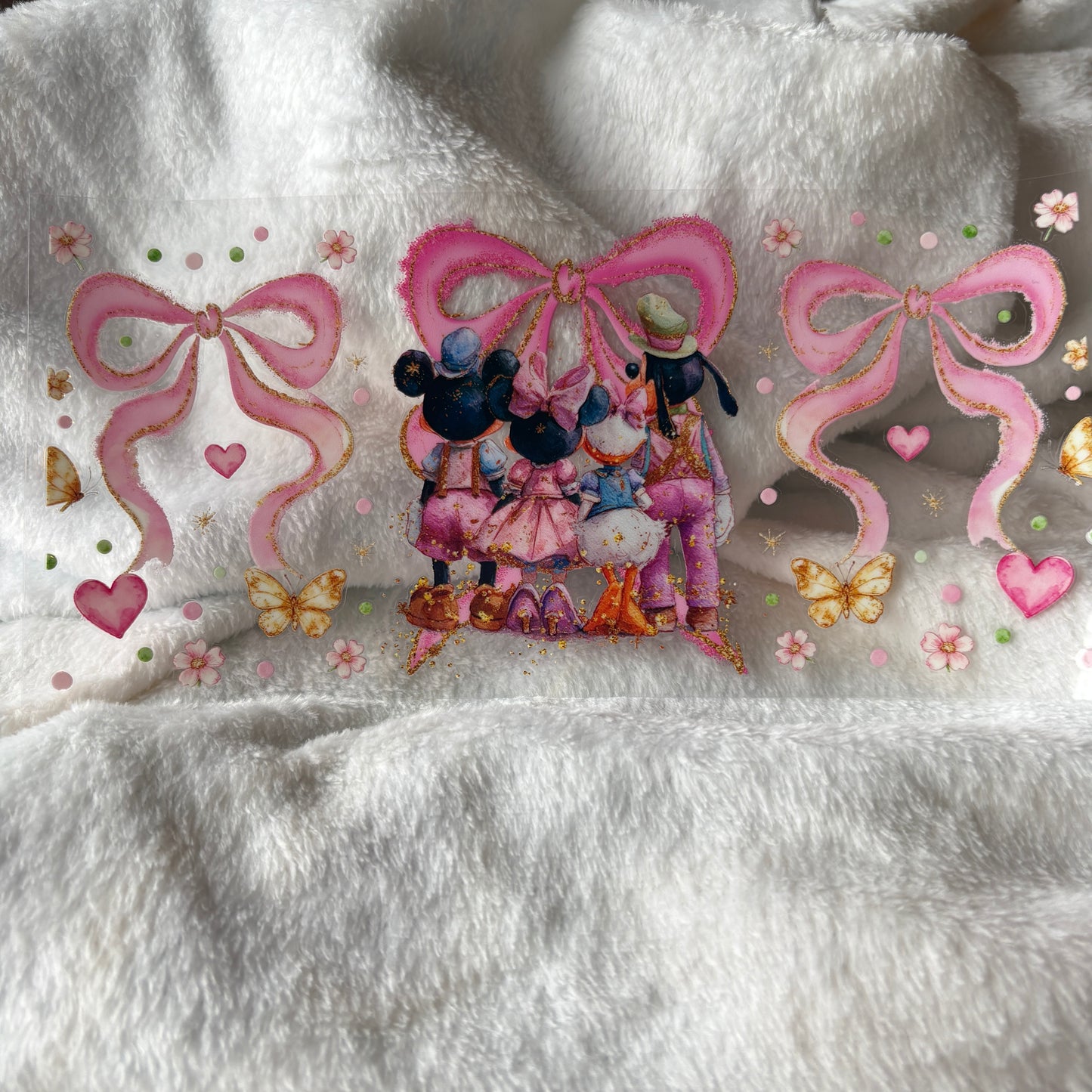 16oz UV DTF Wrap (Double Sided) | Mouse Characters Pink Bows