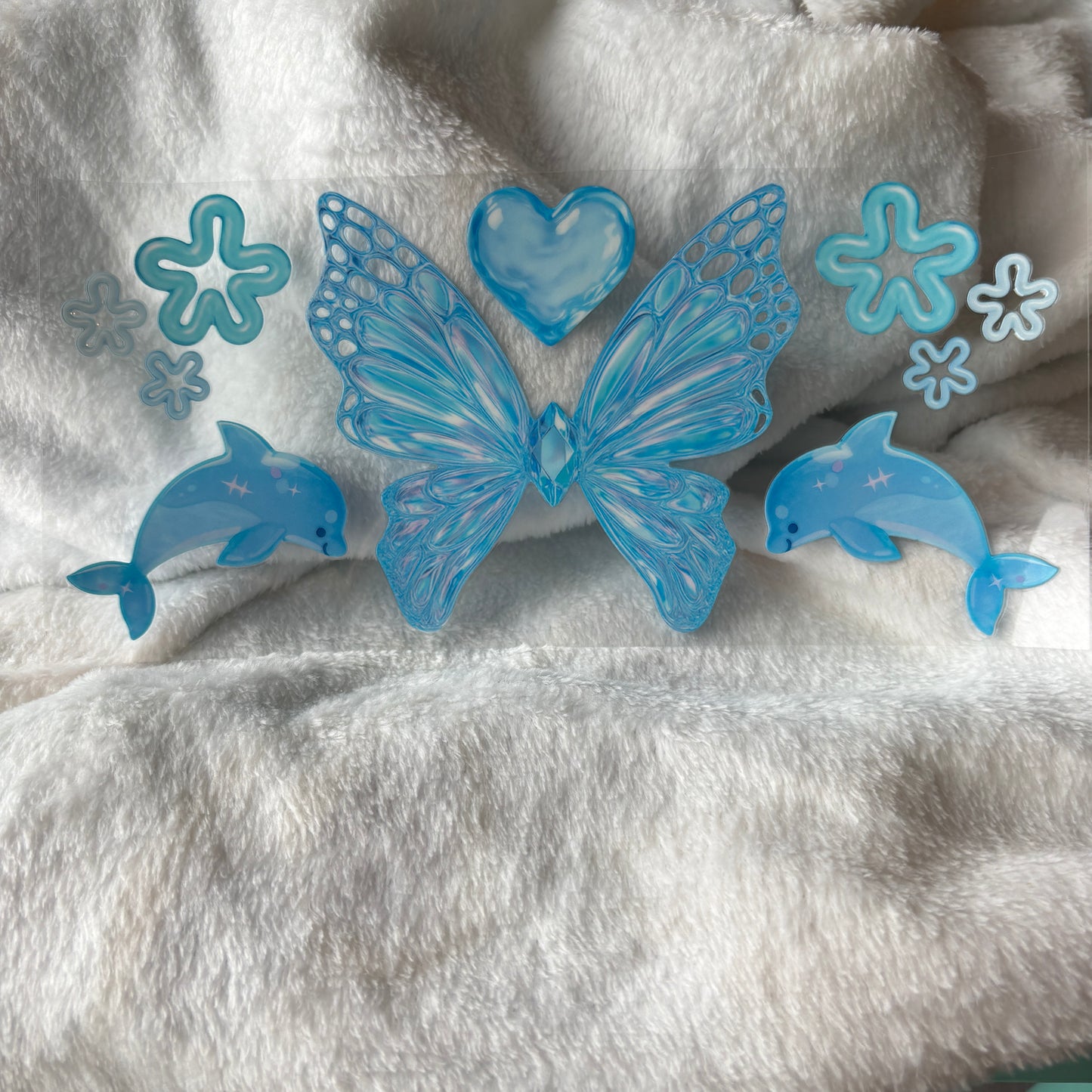 16oz UV DTF Wrap (Double Sided) | Icy Blue Butterfly