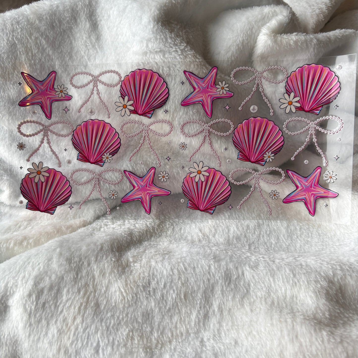 16oz UV DTF Wrap (Double Sided) | Pink Seashell Pearls