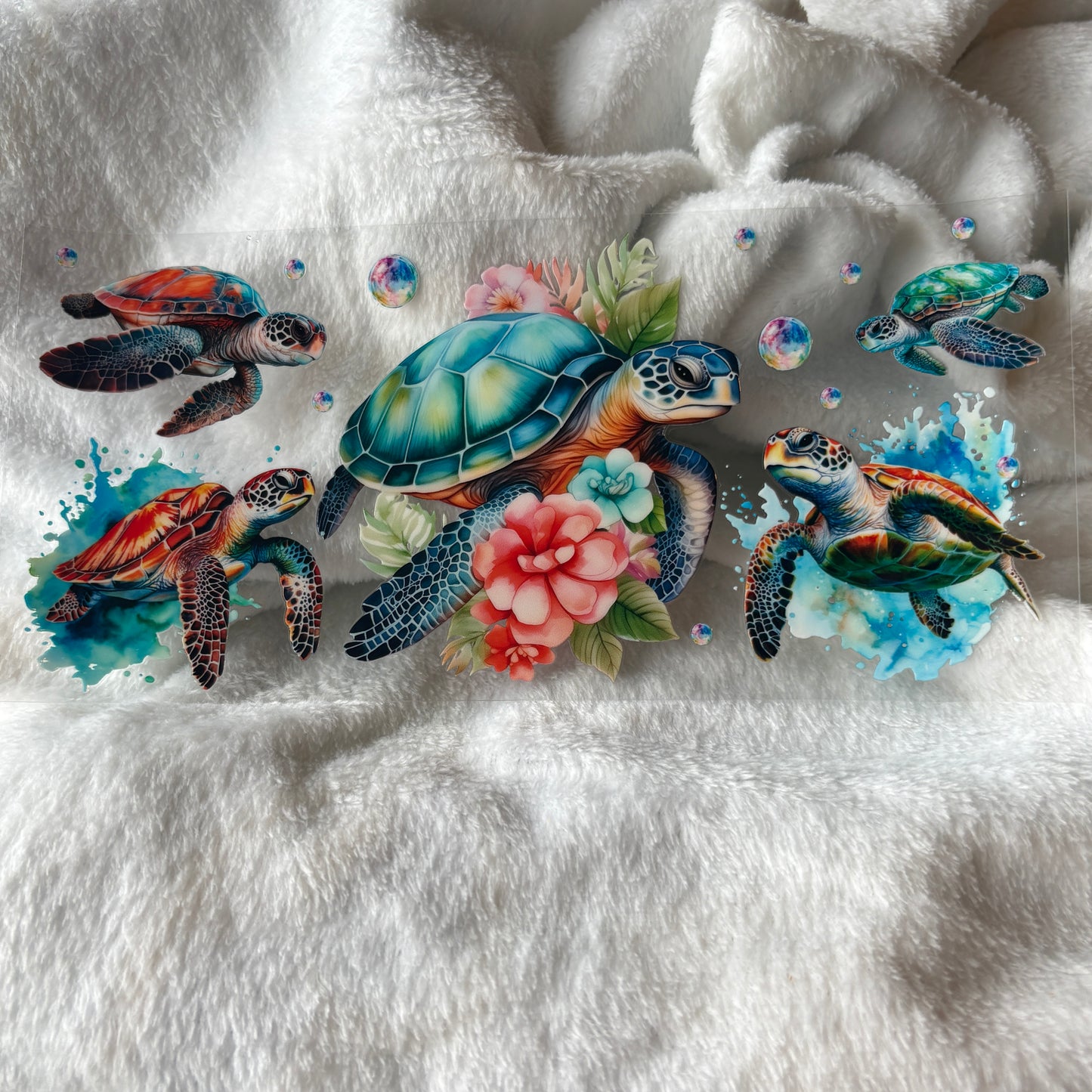 16oz UV DTF Wrap (Double Sided) | Turtles Flowers