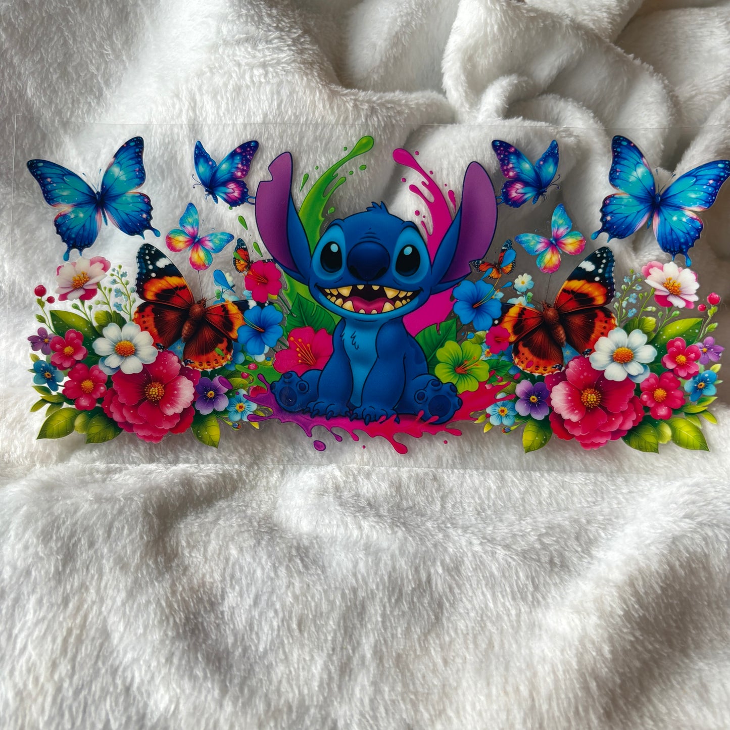 16oz UV DTF Wrap (Double Sided) | Blue Alien Butterflies Colourful