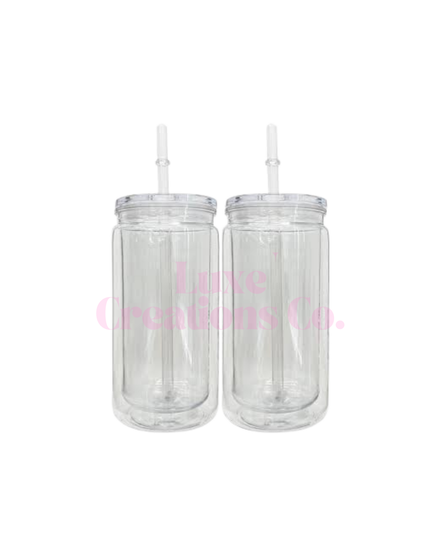 10x 16oz Acrylic Snow Globe Tumblers (Blank)
