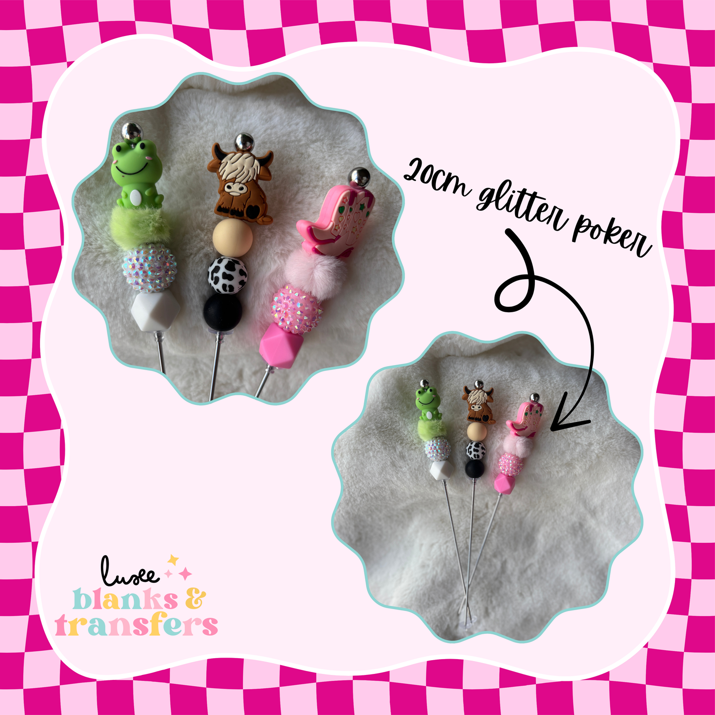 20cm Beaded Glitter Poker