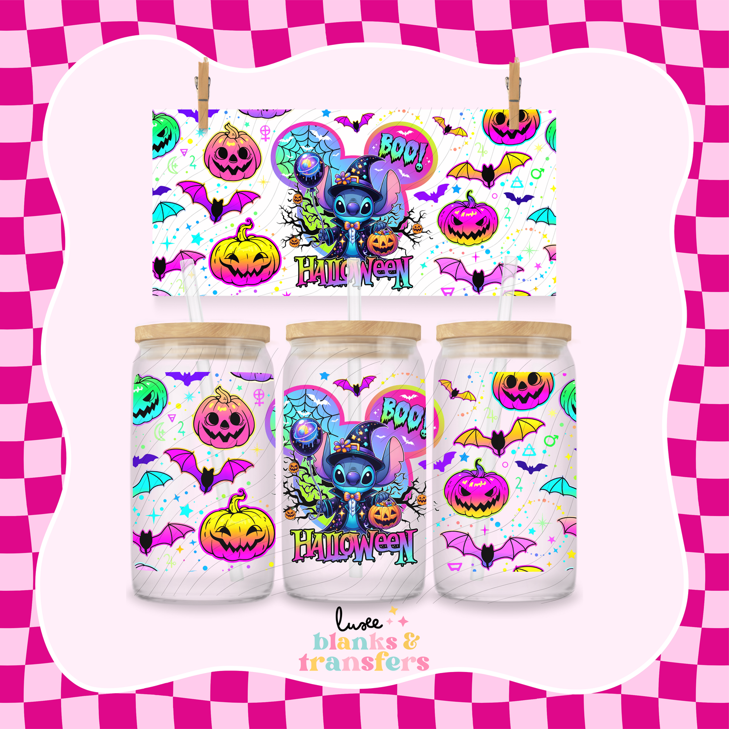 Blue Alien Halloween`UV DTF Wrap (#666)