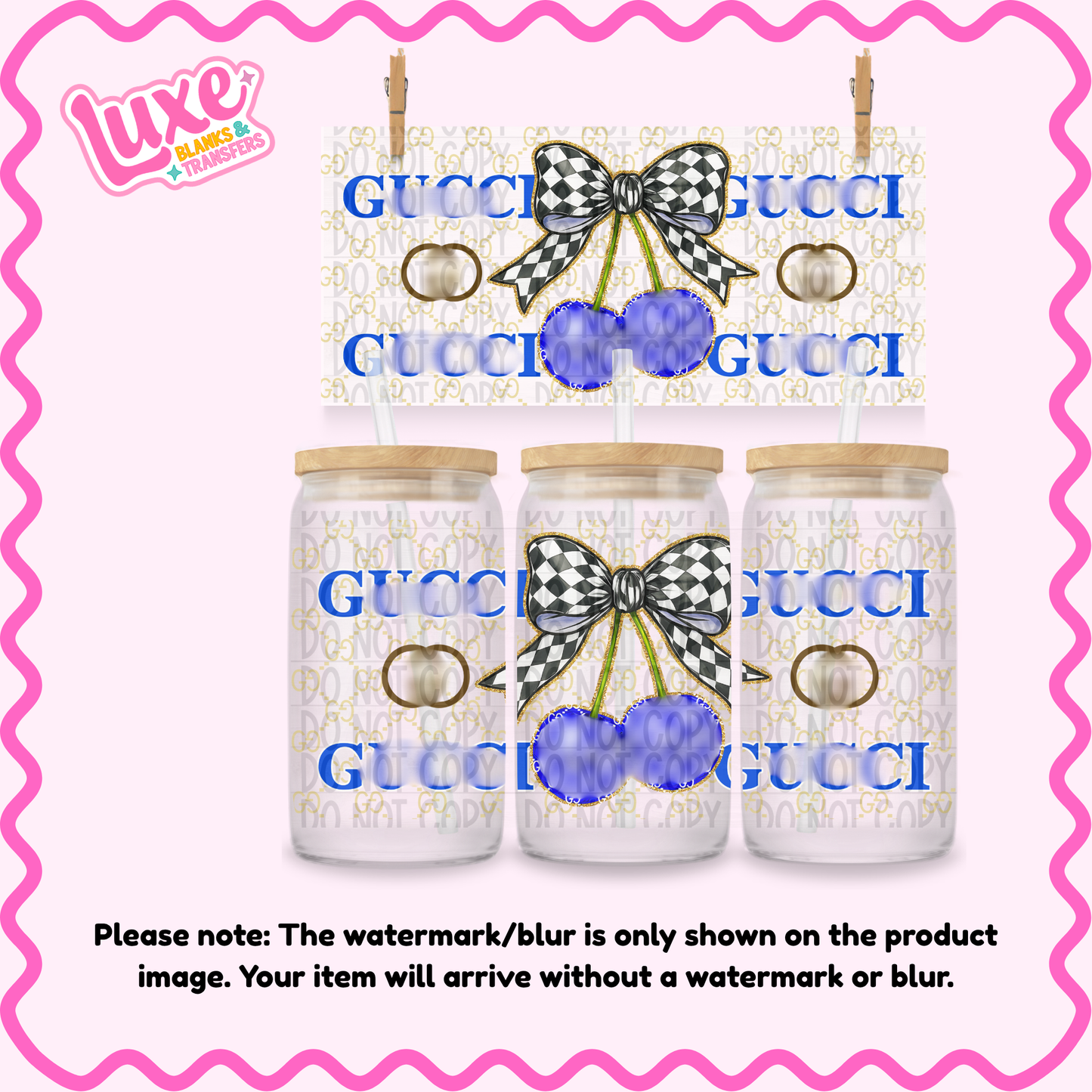 16oz UV DTF Wrap | GG Cherry Disco Blue | #2061