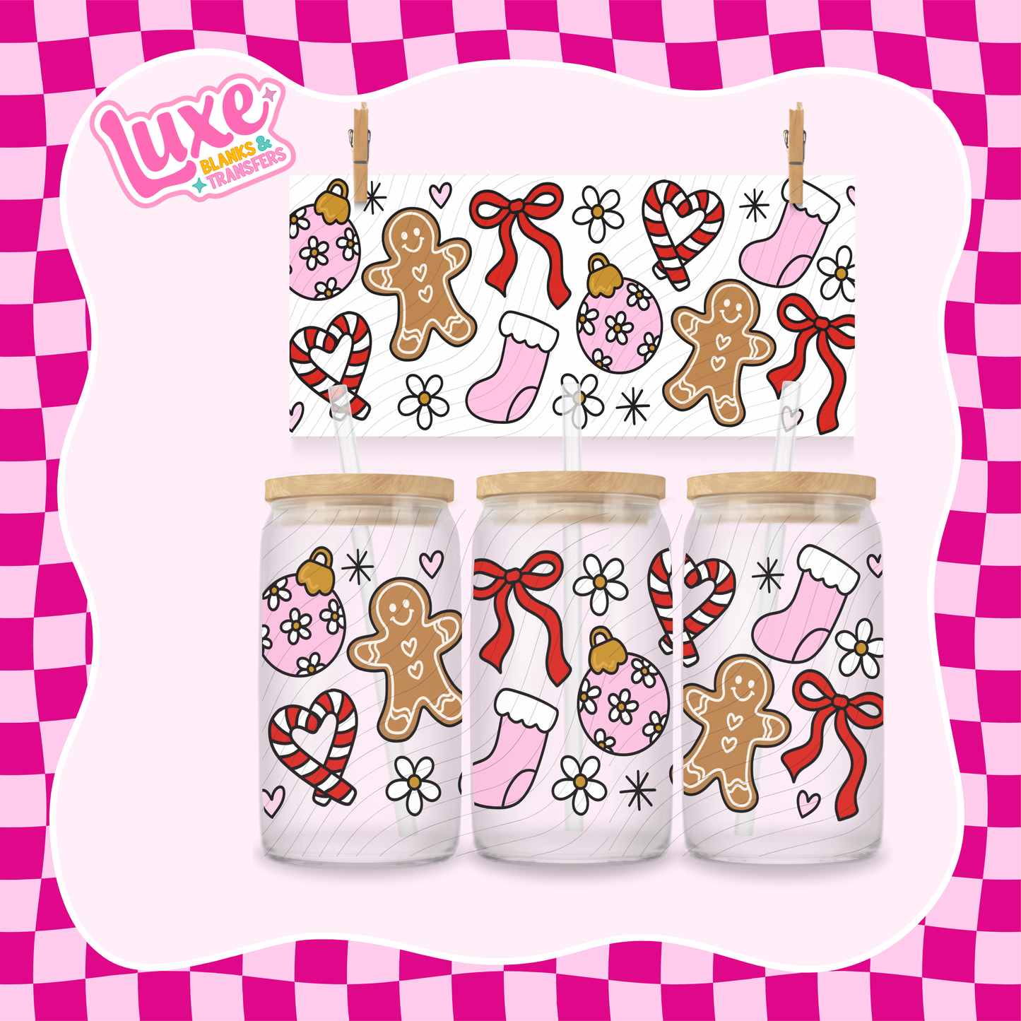 Xmas Cutesy Pattern | UV DTF Wrap | #1222