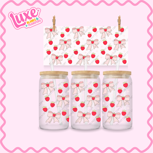 16oz UV DTF Wrap | Coquette Strawberries | #2197