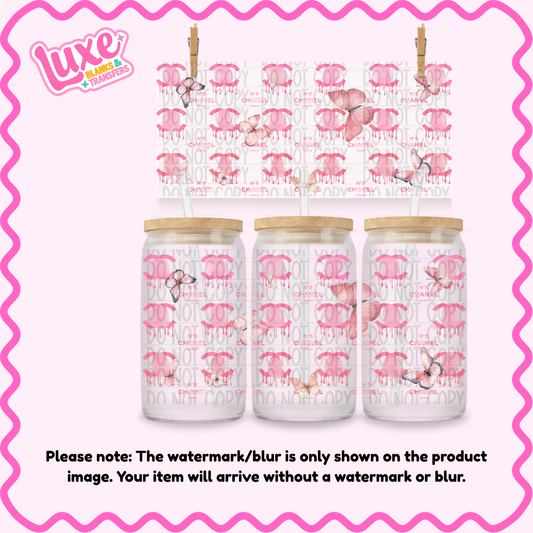 16oz UV DTF Wrap | Pink C/C Butterflies | #2065