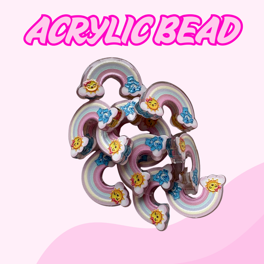 Flatback Acrylic Bead | Bear Rainbow