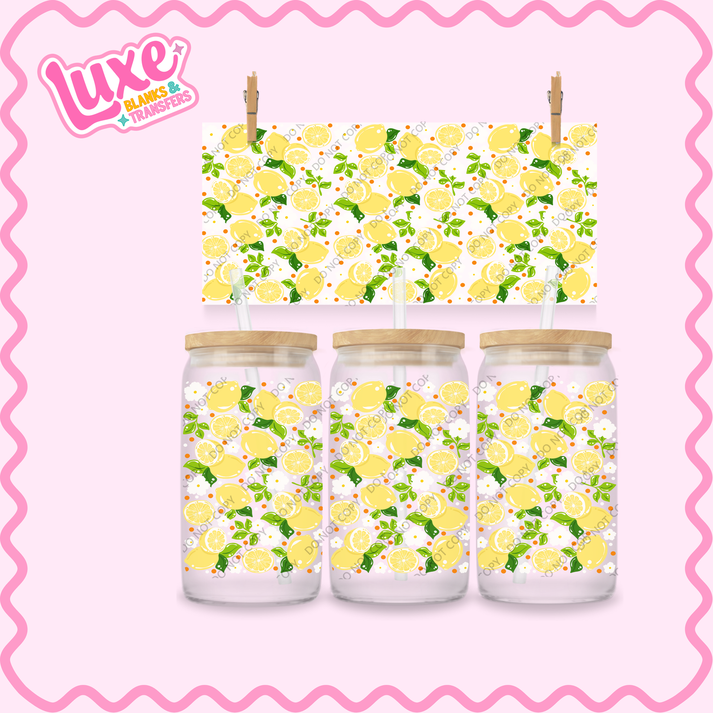 16oz UV DTF Wrap | Lemon Pattern | #2199