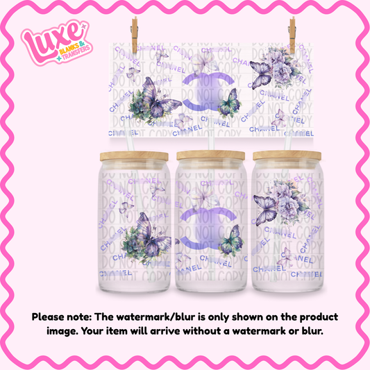 16oz UV DTF Wrap | Purple C/C Butterflies | #2066