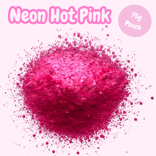 "Neon Hot Pink” Chunky Glitter (75g pouch)