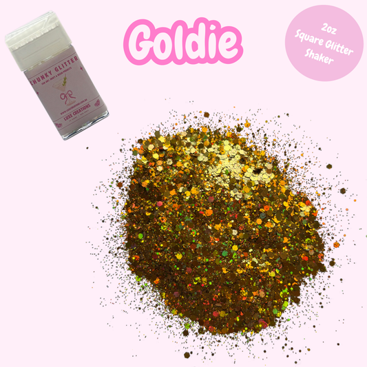 "Goldie" Chunky Glitter (2oz Square Glitter Shaker)