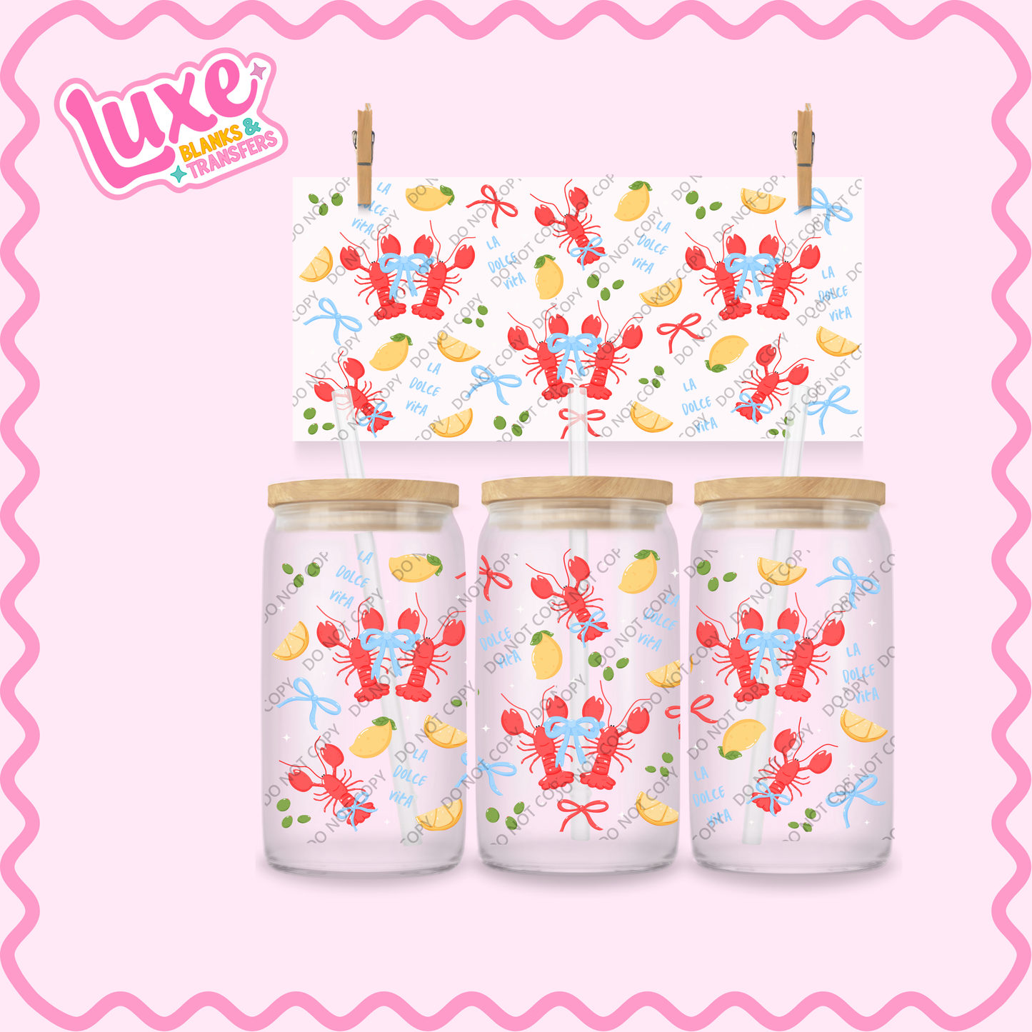 16oz UV DTF Wrap | Pastel Lobster | #2203