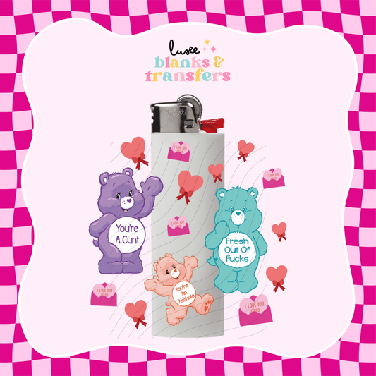 Swear Bear Hearts UV DTF Lighter Wrap