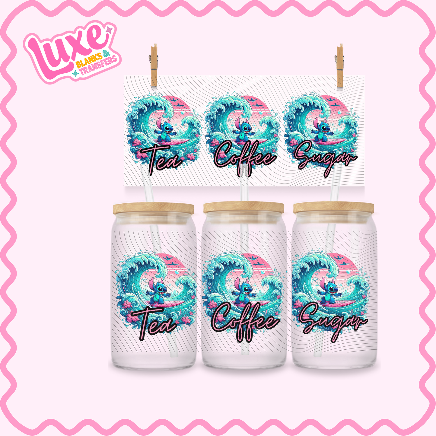 16oz UV DTF Wrap | Tea/Coffee/Sugar Blue Alien | #2897