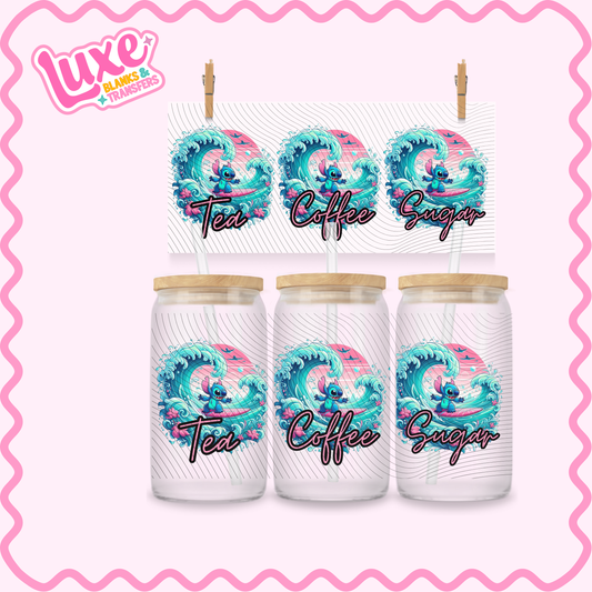 16oz UV DTF Wrap | Tea/Coffee/Sugar Blue Alien | #2897