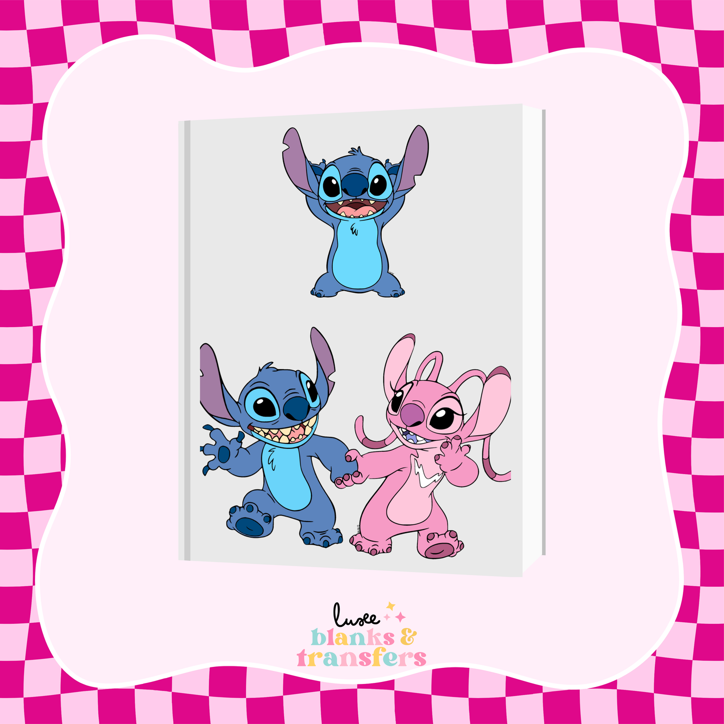 Blue & Pink Alien A5 Journal UV DTF Transfer (#A10)