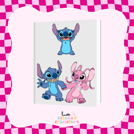 Blue & Pink Alien A5 Journal UV DTF Transfer (#A10)