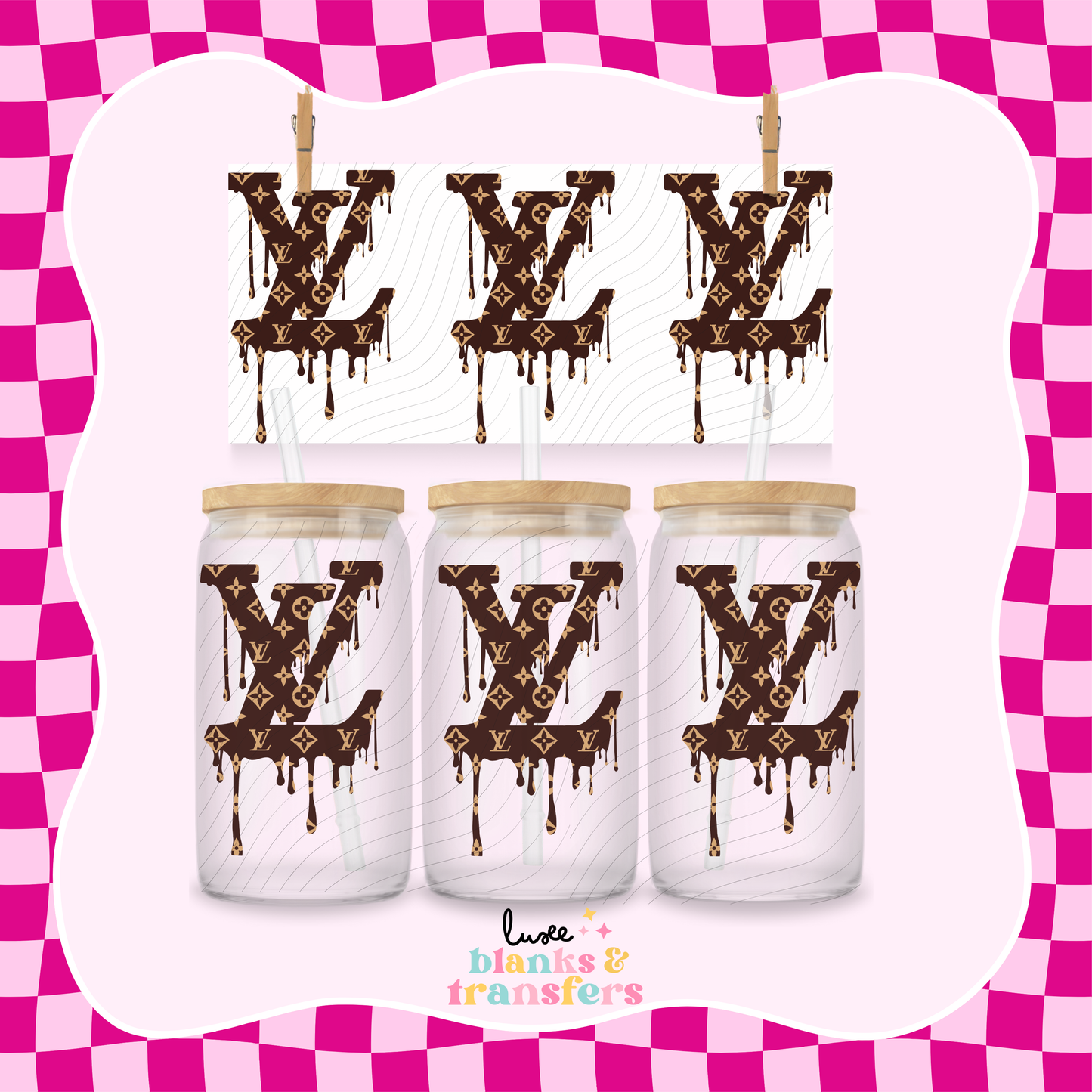 LV Drip Brown UV DTF Wrap by Luxe (#709)