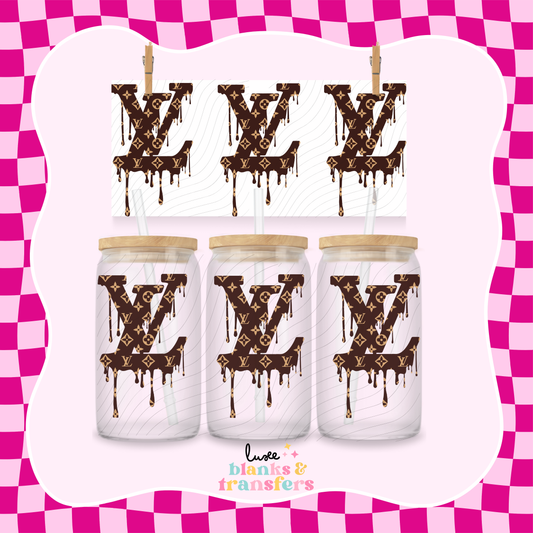 LV Drip Brown UV DTF Wrap by Luxe (#709)