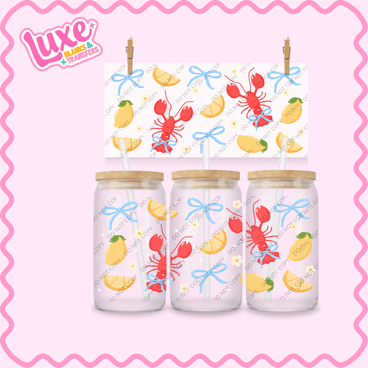 16oz UV DTF Wrap | Coastal Lobster Pattern | #2204