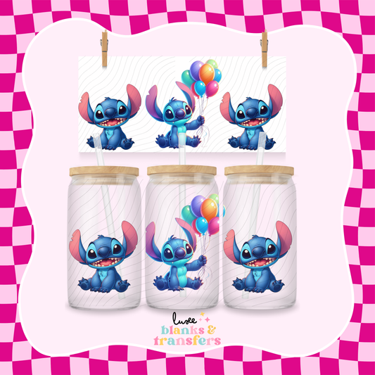 Blue Alien Balloons UV DTF Wrap by Luxe (#713)