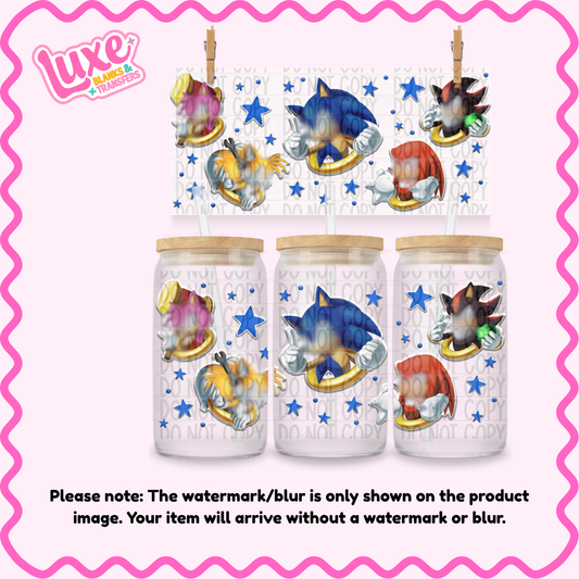 16oz UV DTF Wrap | Blu3 Fast Game Character Stars | #362