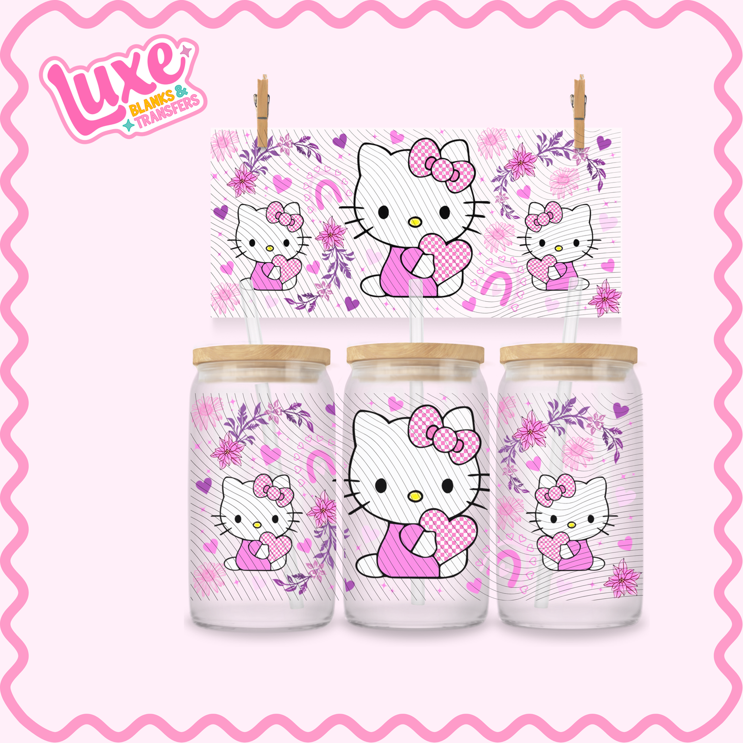 16oz UV DTF Wrap | Pink HK Flowers | #2996