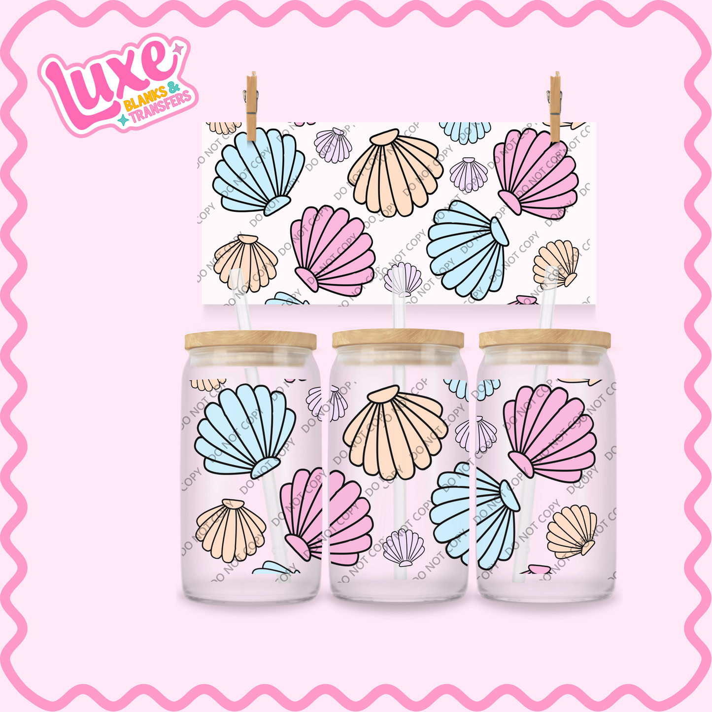 16oz UV DTF Wrap | Pastel Seashells | #2211