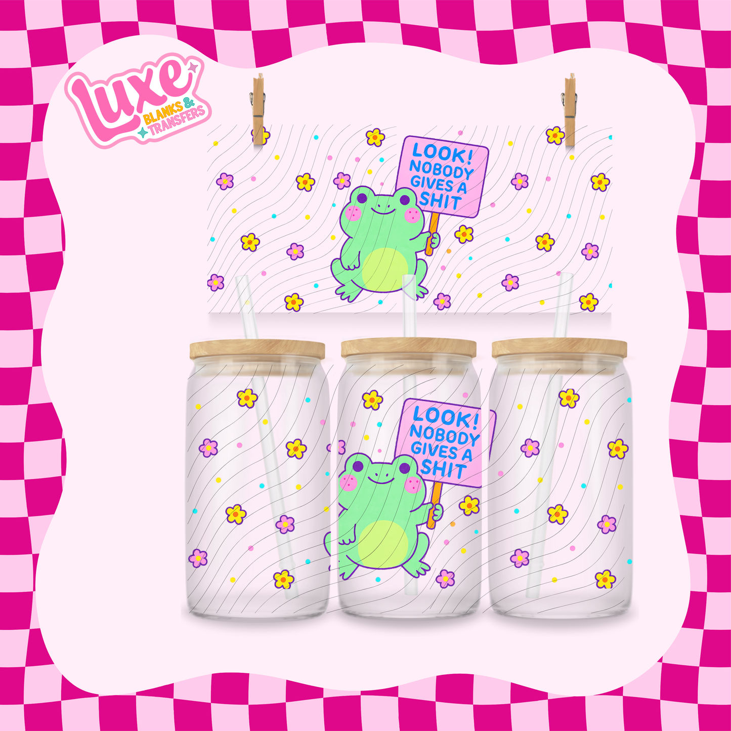 Swear Frog Funny Wrap | 16oz UV DTF Wrap | #1733