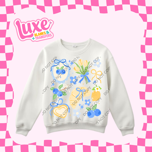 DTF Heat Transfer ADULT | Cutesy Coquette Picnic Blue | READY TO SHIP