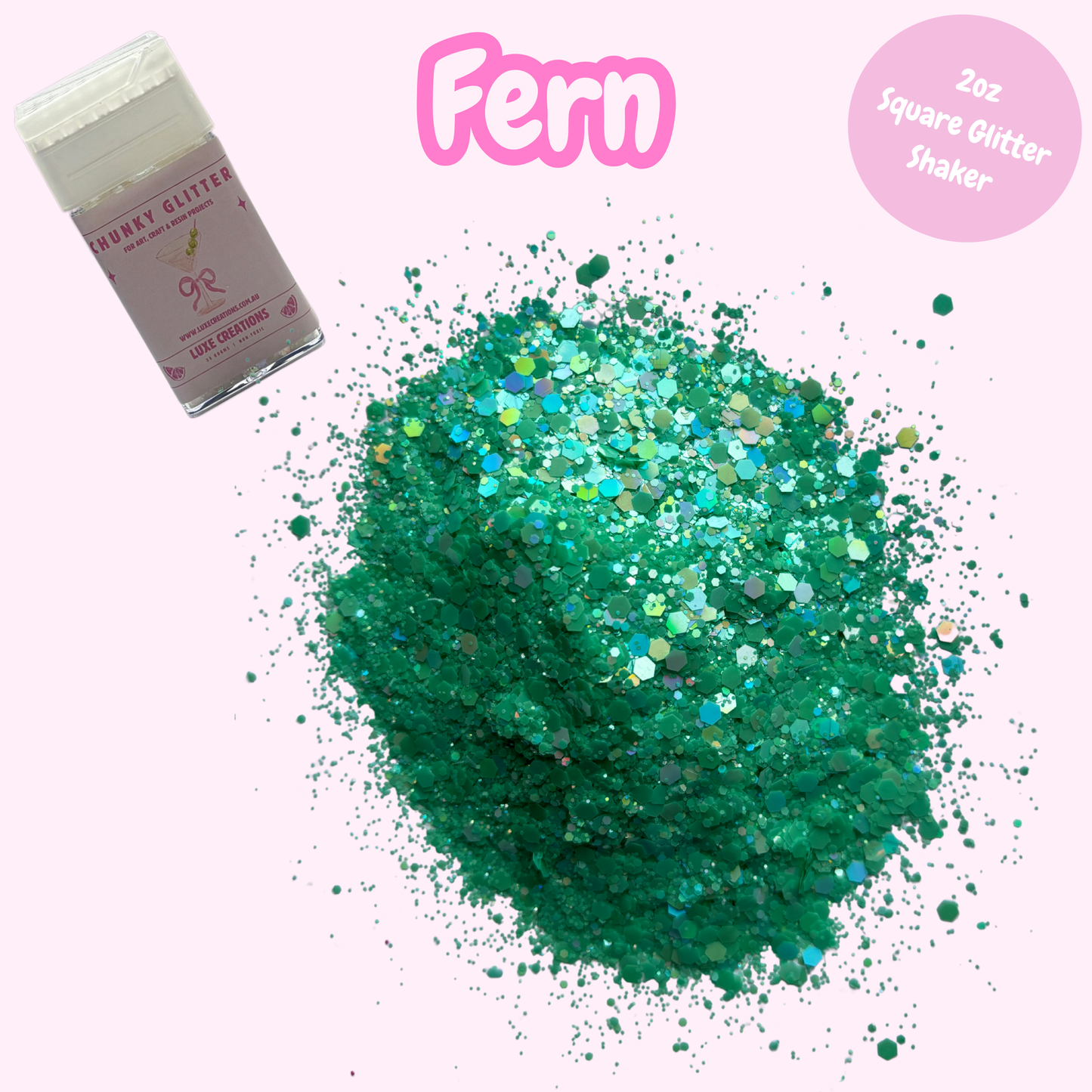 "Fern" Chunky Glitter (2oz Square Glitter Shaker)