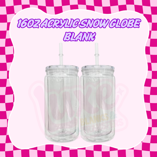 16oz Acrylic Snow Globe Tumbler (BLANK)