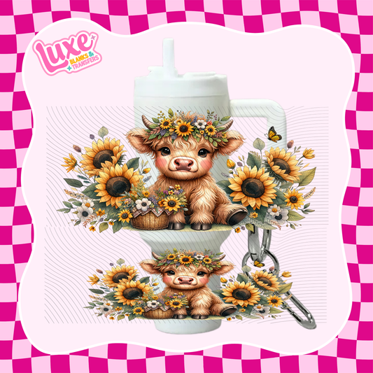 Mini Keychain Tumbler UV DTF Wrap | Highland Sunflowers | #E11
