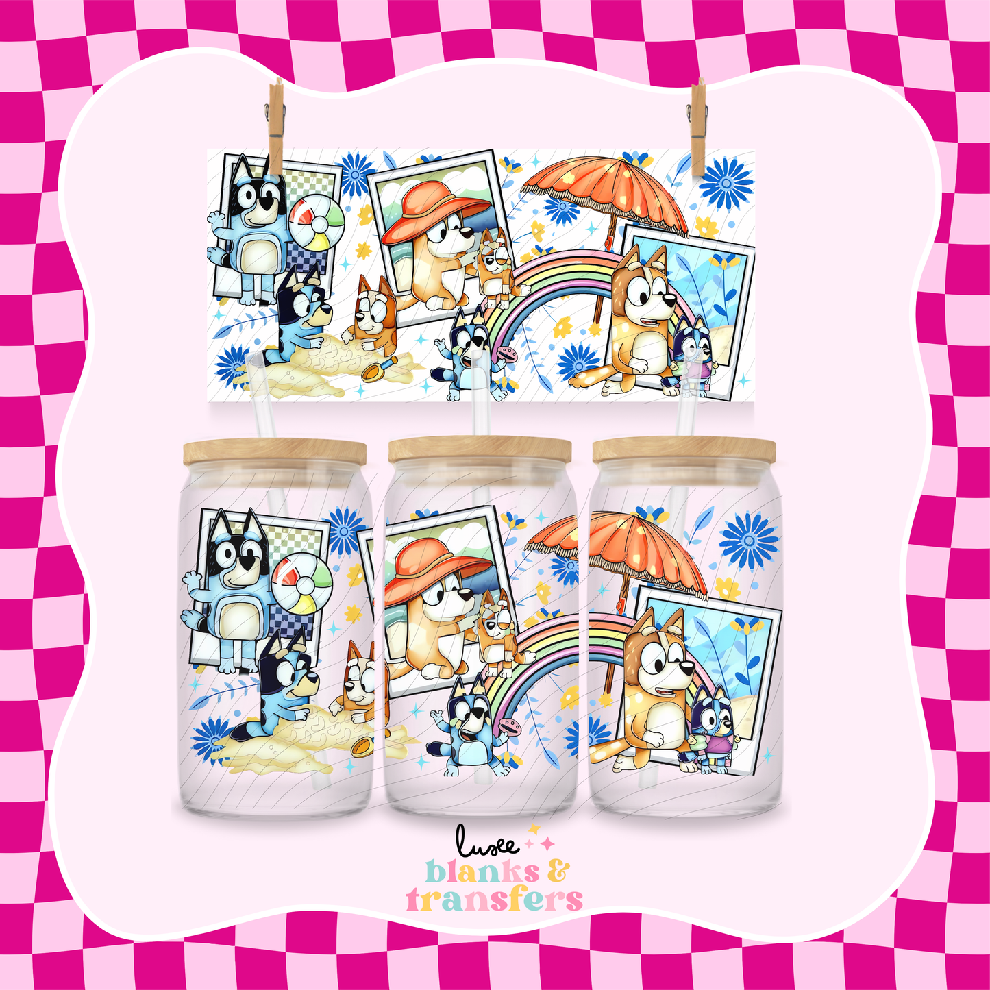 Blue Dog Beach UV DTF Wrap (#719)