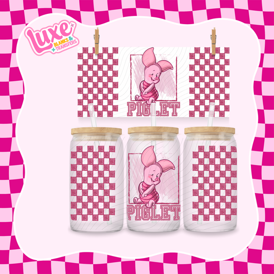 Checkered Piggy | 16oz UV DTF Wrap | #1266