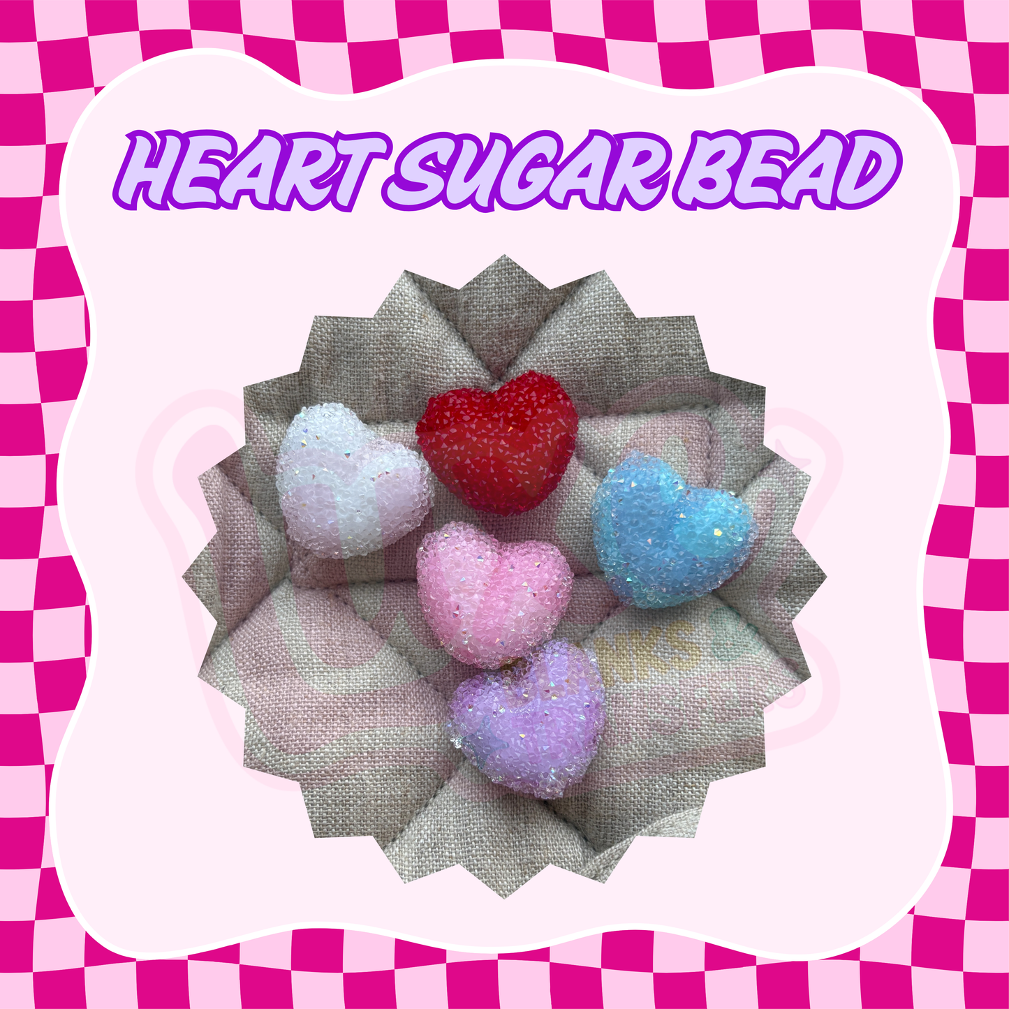 Flatback Acrylic Bead | Heart Sugar Bead (Random)