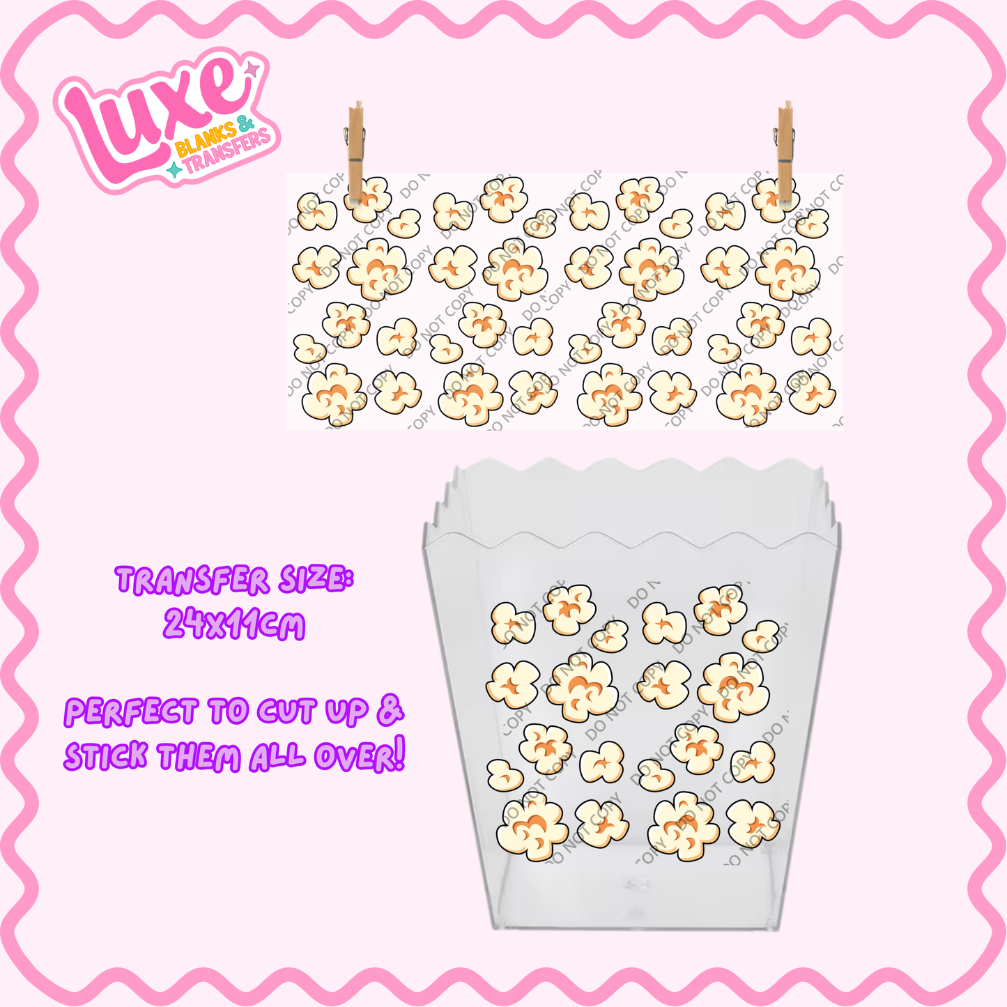 Popcorn/Lolly Bucket UV DTF Transfer | Popcorn Bits | #F12