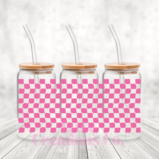 Pink Wavy Checkered UV DTF Wrap (#59)