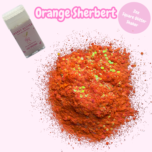 "Orange Sherbert" Chunky Glitter (2oz Square Glitter Shaker)