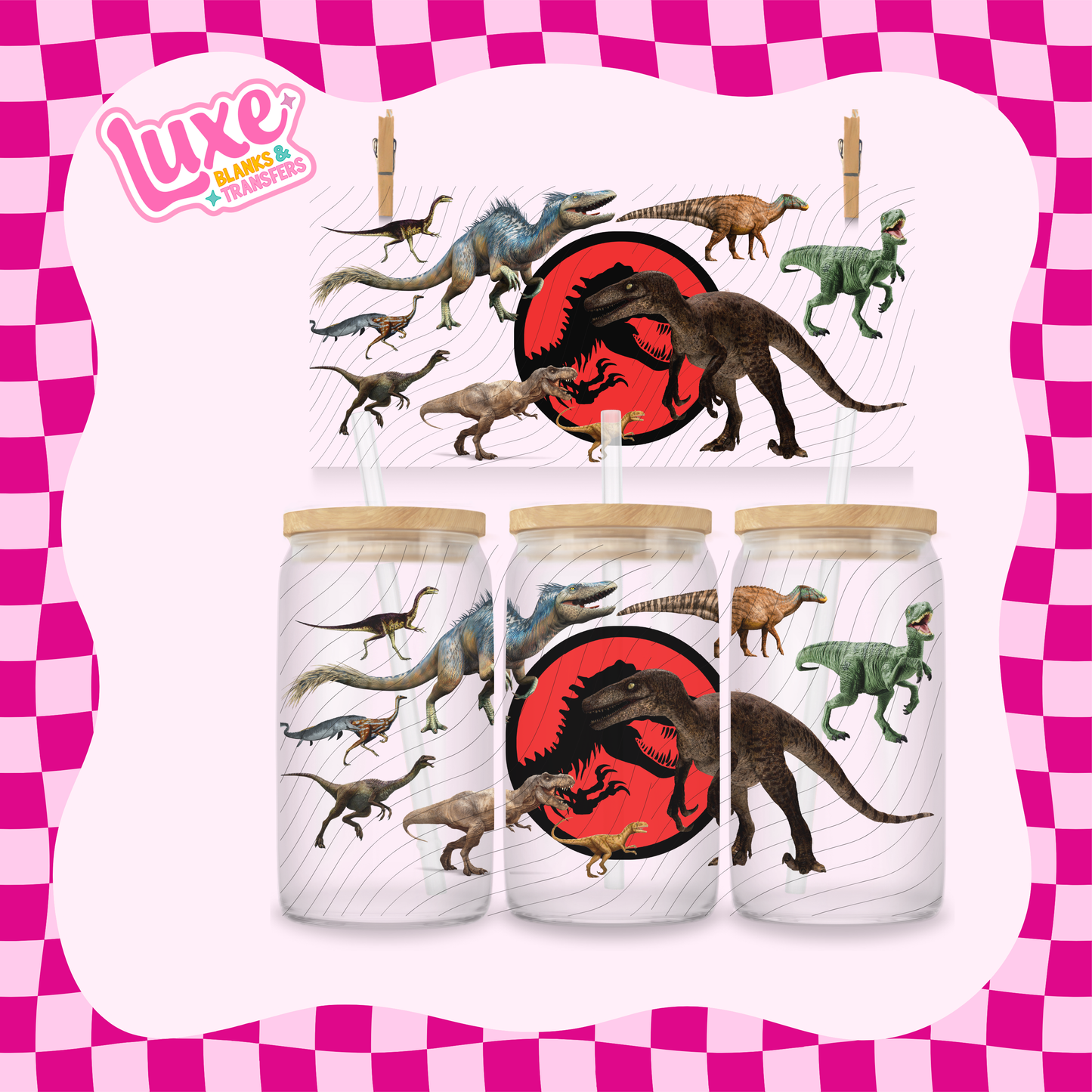 Jurassic Red | 16oz UV DTF Wrap | #1748