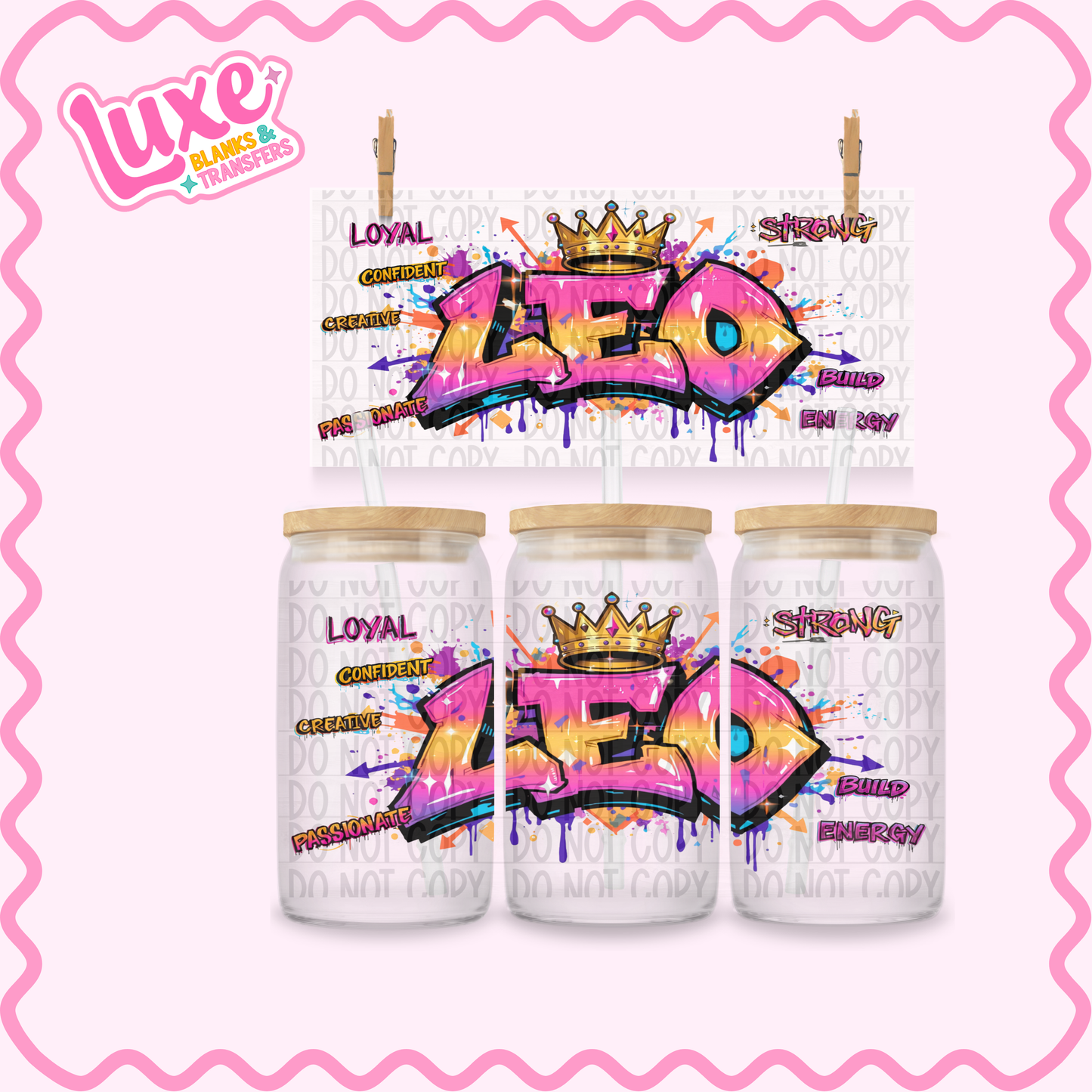 16oz UV DTF Wrap | Leo Star Sign | #3497
