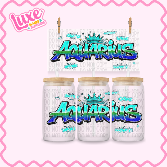 16oz UV DTF Wrap | Aquarius Star Sign | #3498