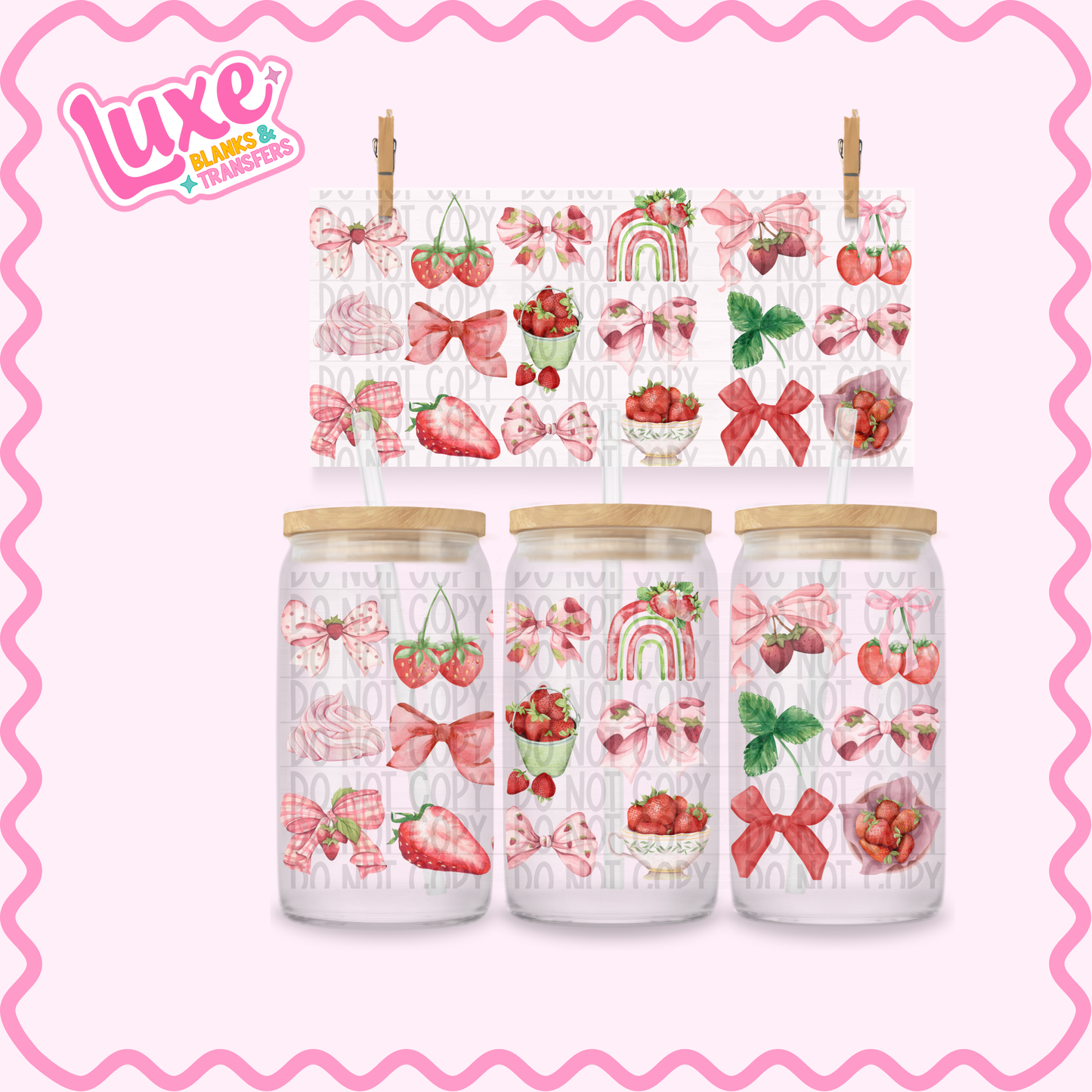 16oz UV DTF Wrap | Strawb Pattern | #2530