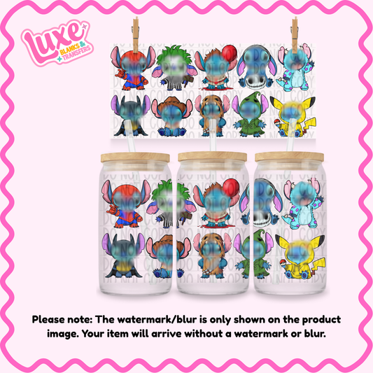 16oz UV DTF Wrap | Blu3 Guy Character Collage | #N64