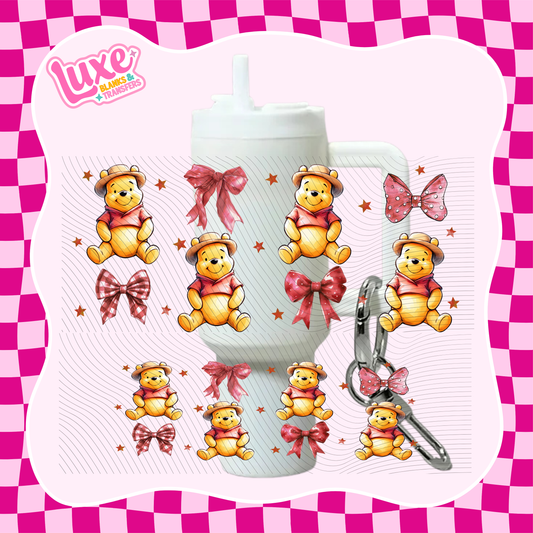 Mini Keychain Tumbler UV DTF Wrap |Win Red Bows | #E13