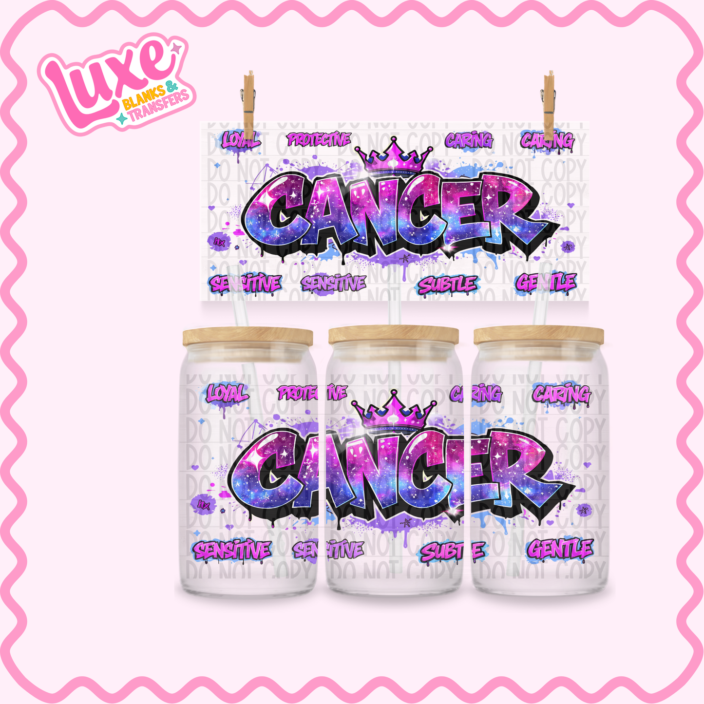16oz UV DTF Wrap | Cancer Star Sign | #3504